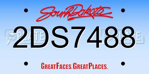 2DS7488 South Dakota License Plate