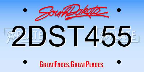 2DST455 South Dakota License Plate