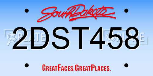 2DST458 South Dakota License Plate