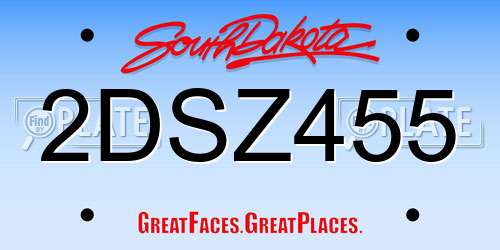 2DSZ455 South Dakota License Plate