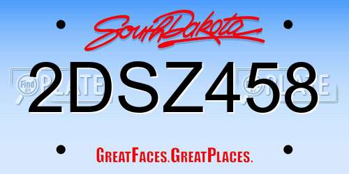 2DSZ458 South Dakota License Plate