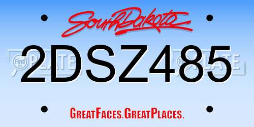 2DSZ485 South Dakota License Plate