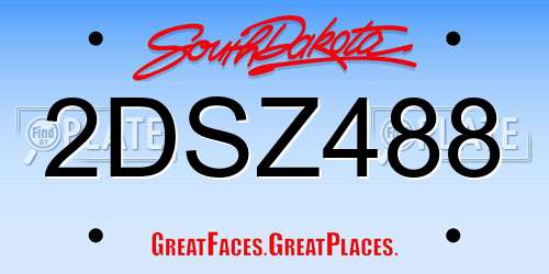 2DSZ488 South Dakota License Plate