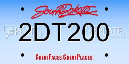 2DT200 South Dakota License Plate