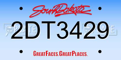 2DT3429 South Dakota License Plate