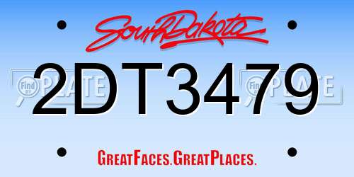 2DT3479 South Dakota License Plate