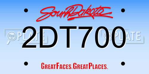 2DT700 South Dakota License Plate