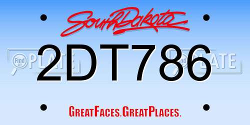 2DT786 South Dakota License Plate