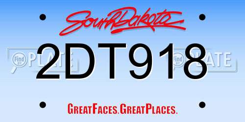 2DT918 South Dakota License Plate