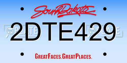 2DTE429 South Dakota License Plate