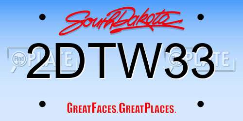 2DTW33 South Dakota License Plate