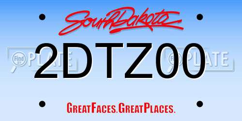 2DTZ00 South Dakota License Plate