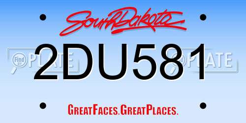 2DU581 South Dakota License Plate