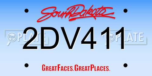 2DV411 South Dakota License Plate