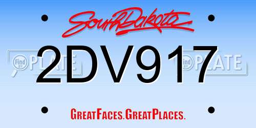 2DV917 South Dakota License Plate