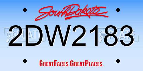 2DW2183 South Dakota License Plate