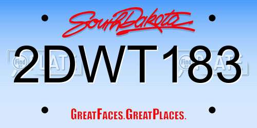 2DWT183 South Dakota License Plate