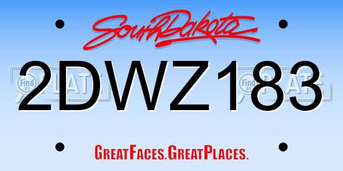 2DWZ183 South Dakota License Plate