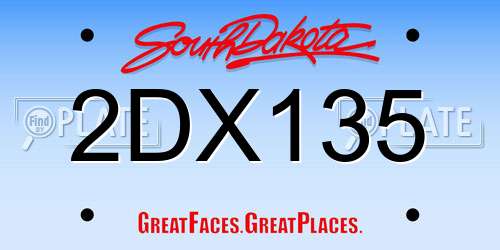 2DX135 South Dakota License Plate