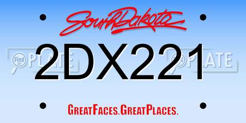 2DX221 South Dakota License Plate