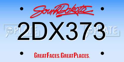 2DX373 South Dakota License Plate
