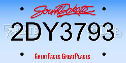 2DY3793 South Dakota License Plate