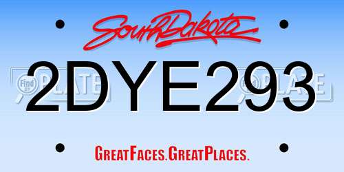 2DYE293 South Dakota License Plate