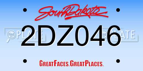 2DZ046 South Dakota License Plate