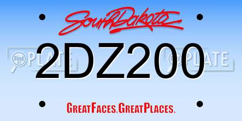 2DZ200 South Dakota License Plate