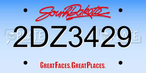2DZ3429 South Dakota License Plate