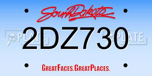 2DZ730 South Dakota License Plate