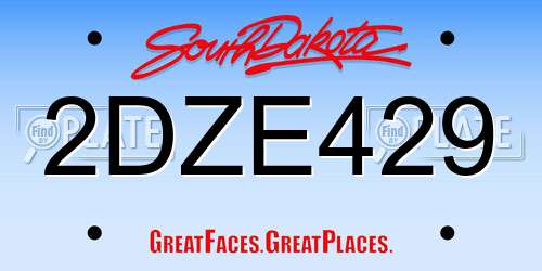 2DZE429 South Dakota License Plate