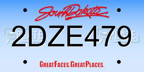 2DZE479 South Dakota License Plate