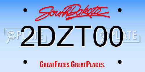 2DZT00 South Dakota License Plate