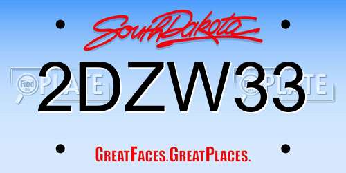 2DZW33 South Dakota License Plate