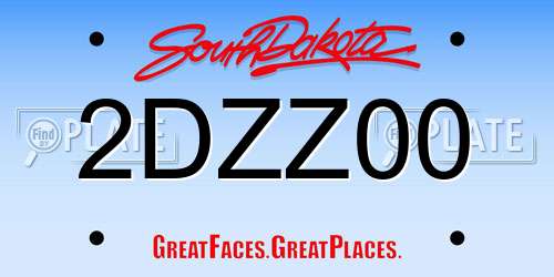 2DZZ00 South Dakota License Plate