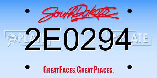 2E0294 South Dakota License Plate