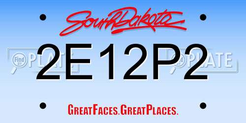 2E12P2 South Dakota License Plate