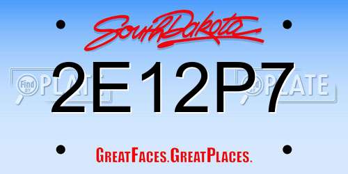 2E12P7 South Dakota License Plate