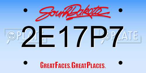 2E17P7 South Dakota License Plate