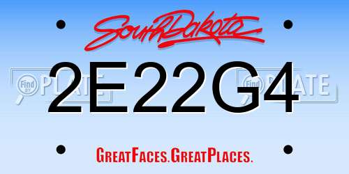 2E22G4 South Dakota License Plate