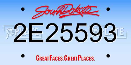 2E25593 South Dakota License Plate