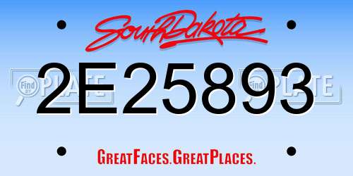 2E25893 South Dakota License Plate
