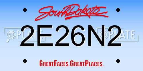 2E26N2 South Dakota License Plate