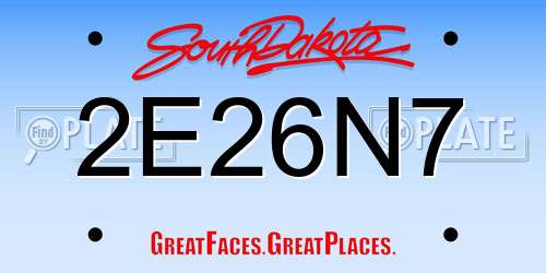 2E26N7 South Dakota License Plate