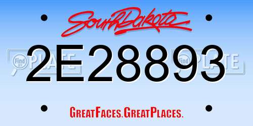 2E28893 South Dakota License Plate