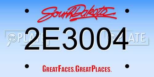 2E3004 South Dakota License Plate