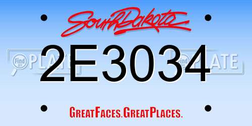 2E3034 South Dakota License Plate