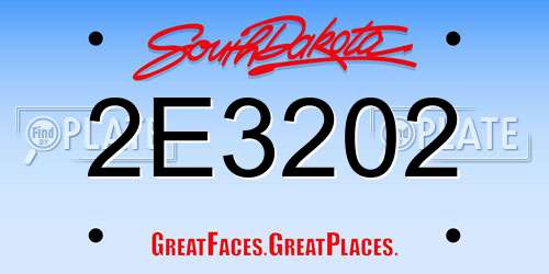 2E3202 South Dakota License Plate