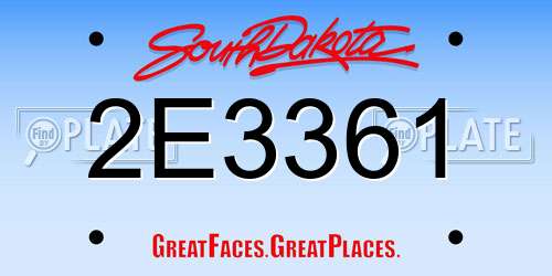 2E3361 South Dakota License Plate